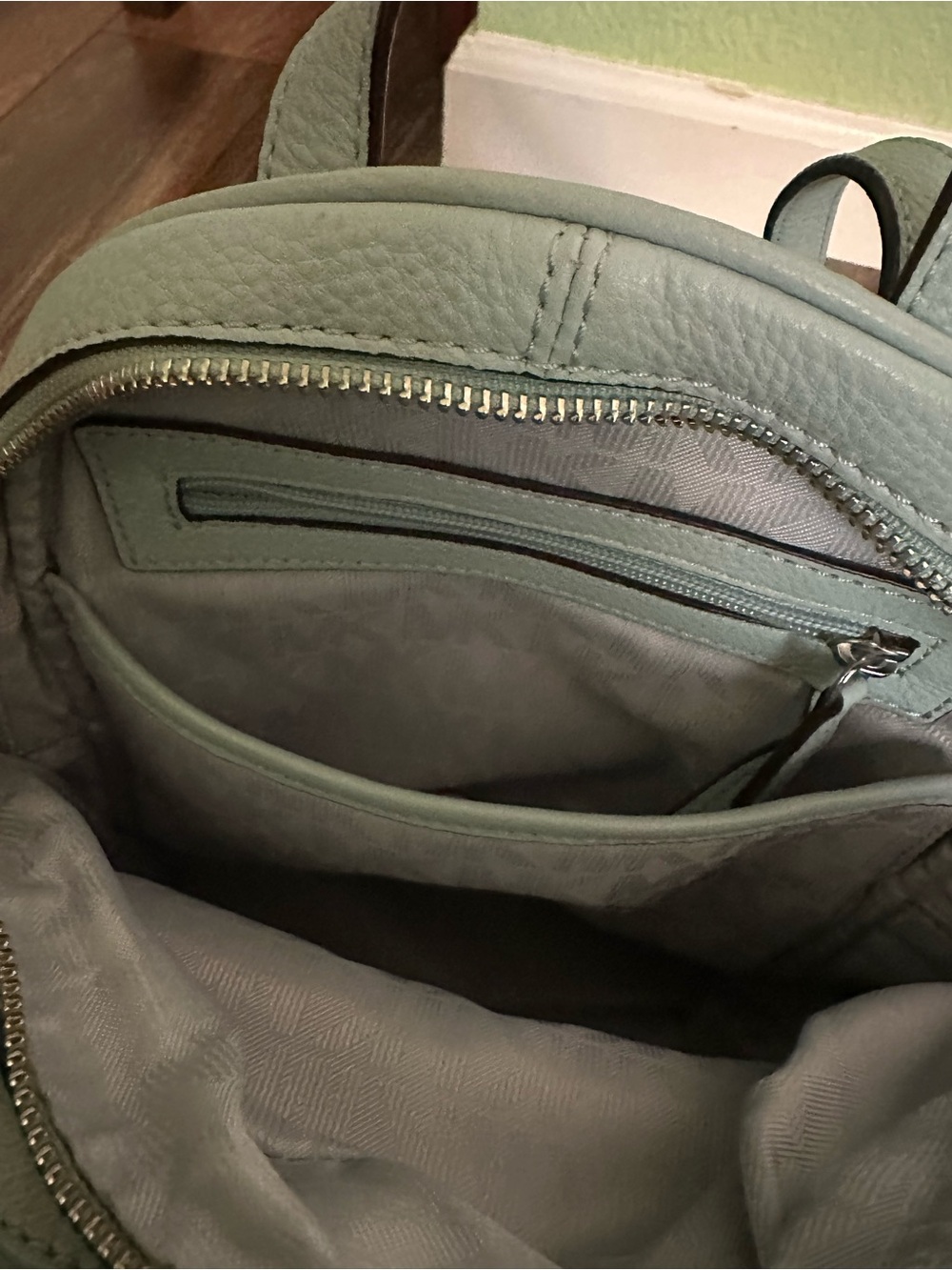 Michael Kors Light Blue and Aqua Pebbled Leather Backpack - Picture 5 of 8